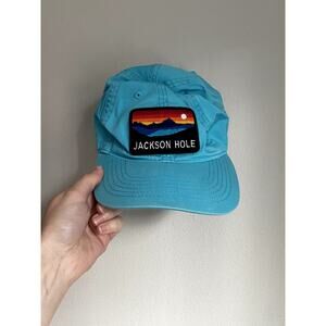 Jackson Hole Wyoming Embroidered Blue Trucker Hat Cap Retro‎ Granola Gorpcore